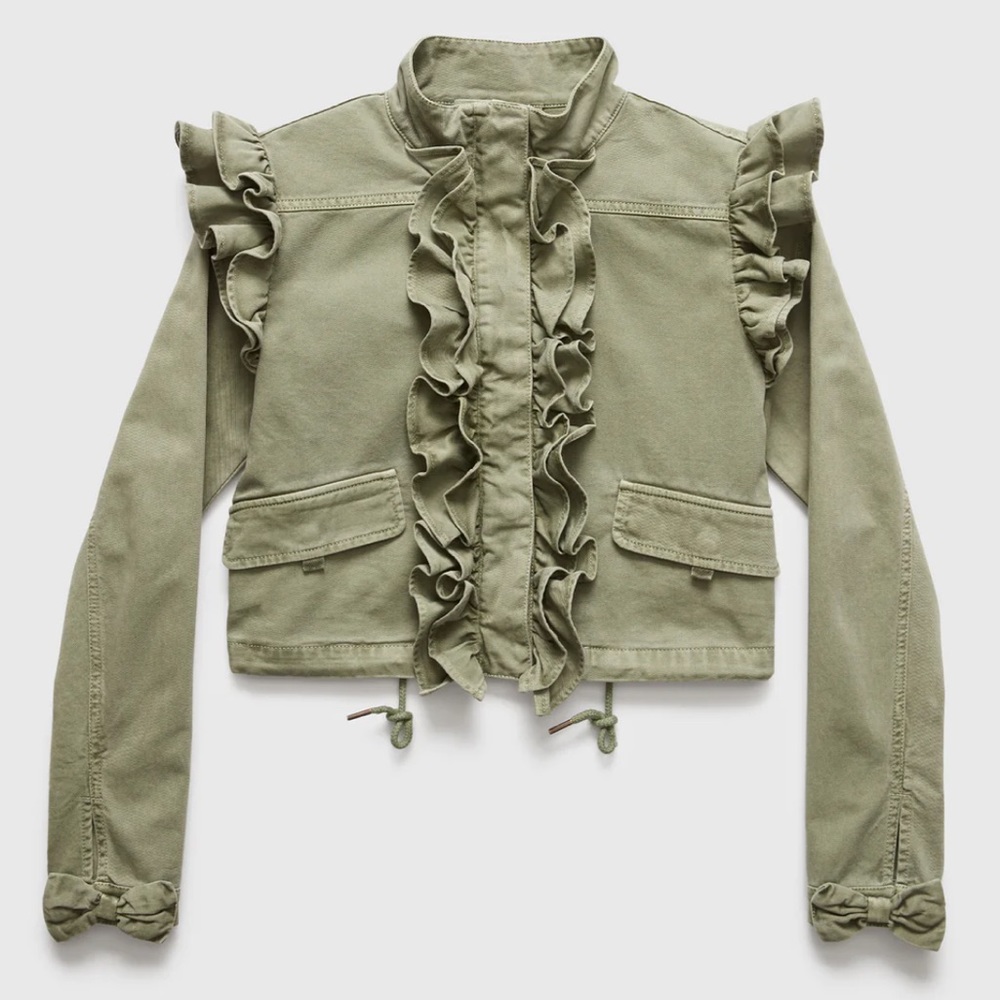 Gap X LoveShackFancy Ruffle Crop Utility Jacket size XXS